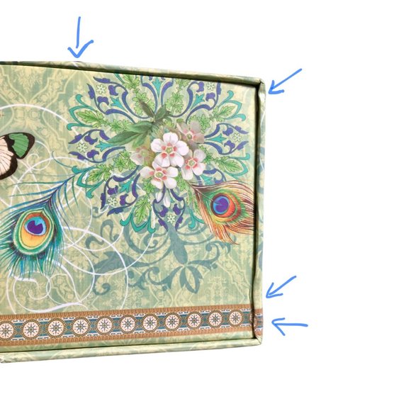 Punch Studio Royal Peacock Flip Top Decorative Nesting Box, Large 94811 - Picture 6 of 7